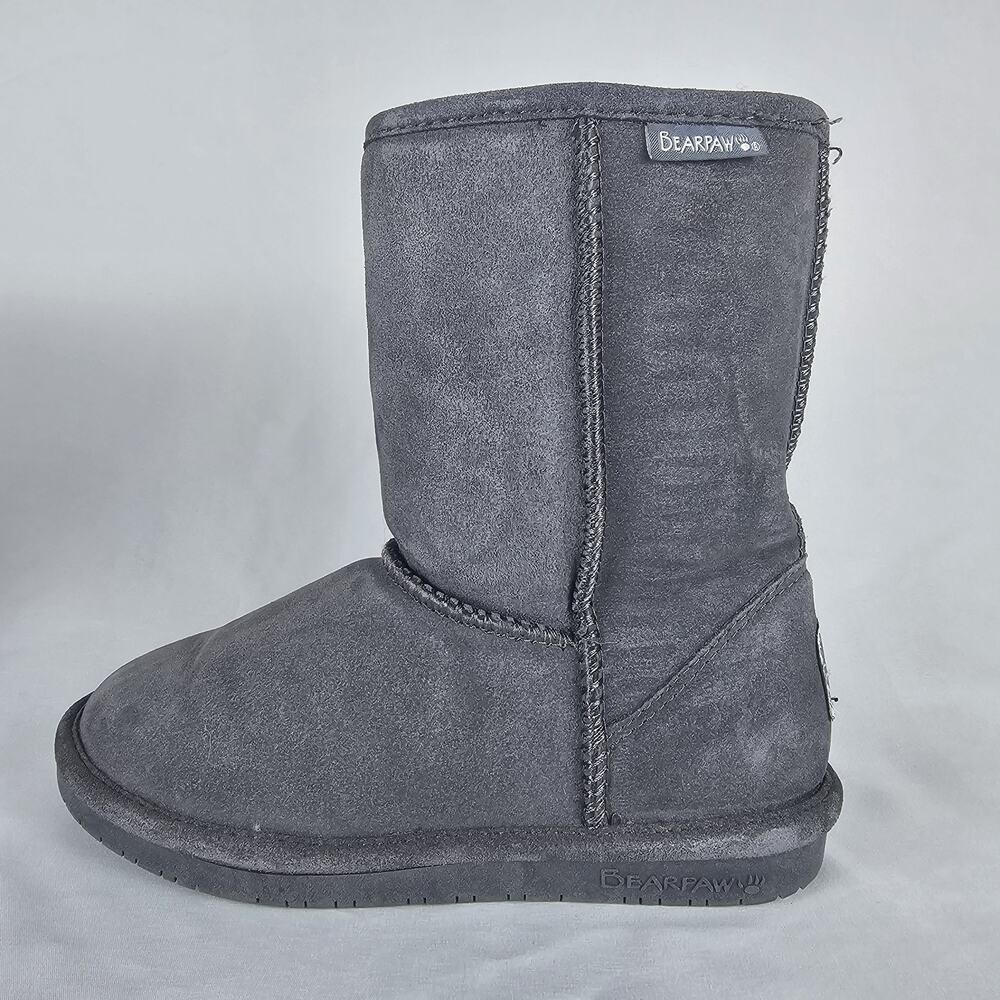 Bearpaw Emma Short Suede Winter Boots Gray Women’s Size 7 Sheepskin Lined - Picture 8 of 16